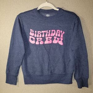 Athletic Works Size Large Blue and Pink Birthday Crew Crewneck Sweater